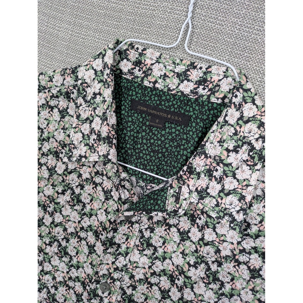 John Varvatos U.S.A. Shirt Mens Small Black Floral Short Sleeve Button Up Casual